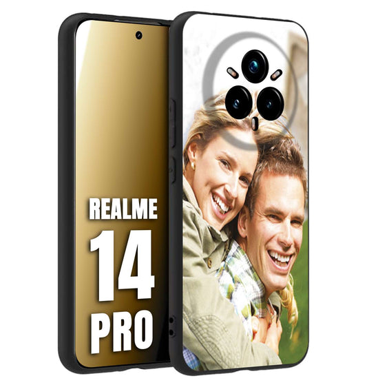 CUSTOMIZZA - Custodia cover nera morbida in tpu compatibile per Realme 14 PRO personalizzata con foto immagine scritta a piacere
