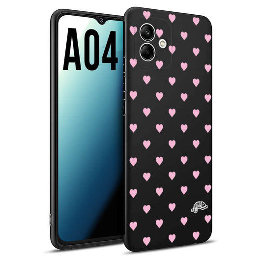 CUSTOMIZZA - Custodia cover nera morbida in tpu compatibile per Samsung A04 cuori pois rosa su nero donna pin up vintage