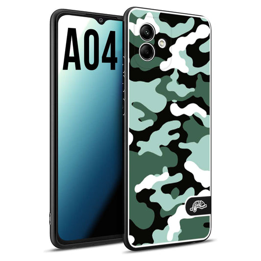 CUSTOMIZZA - Custodia cover nera morbida in tpu compatibile per Samsung A04 camouflage mimetico militare verde green