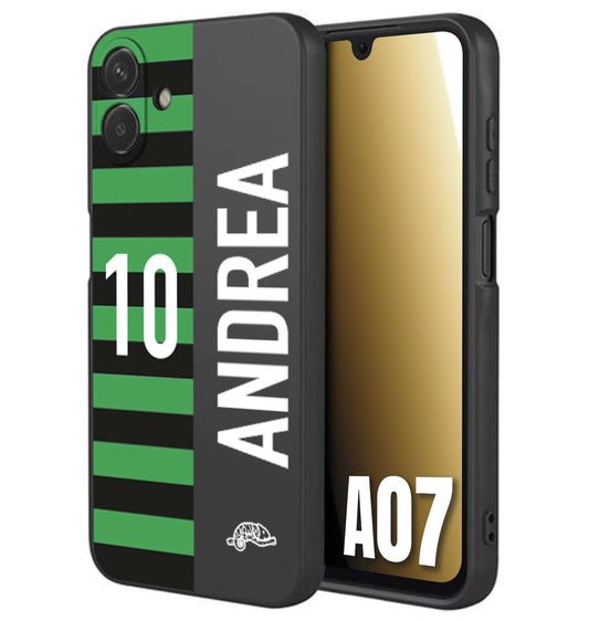 CUSTOMIZZA - Custodia cover nera morbida in tpu compatibile per Samsung A07 personalizzata calcio football nome e numero calciatori neroverde