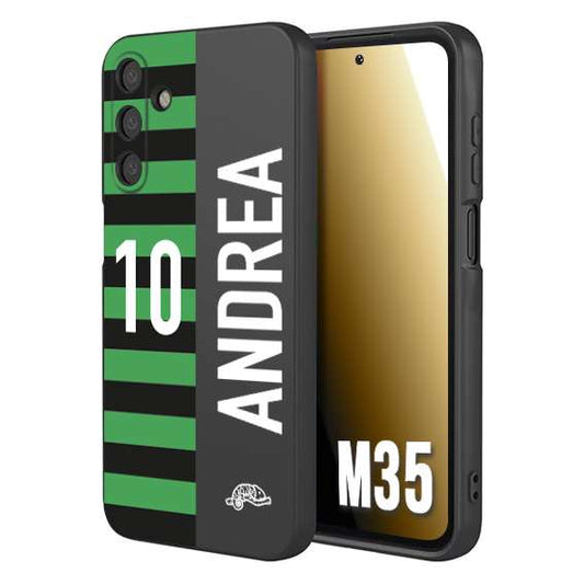CUSTOMIZZA - Custodia cover nera morbida in tpu compatibile per Samsung M35 personalizzata calcio football nome e numero calciatori neroverde