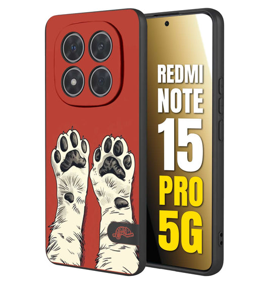 CUSTOMIZZA - Custodia cover nera morbida in tpu compatibile per Xiaomi Redmi Note 15 PRO 5G zampe di gatto cat paws rossa red disegnata fumetto cartoon