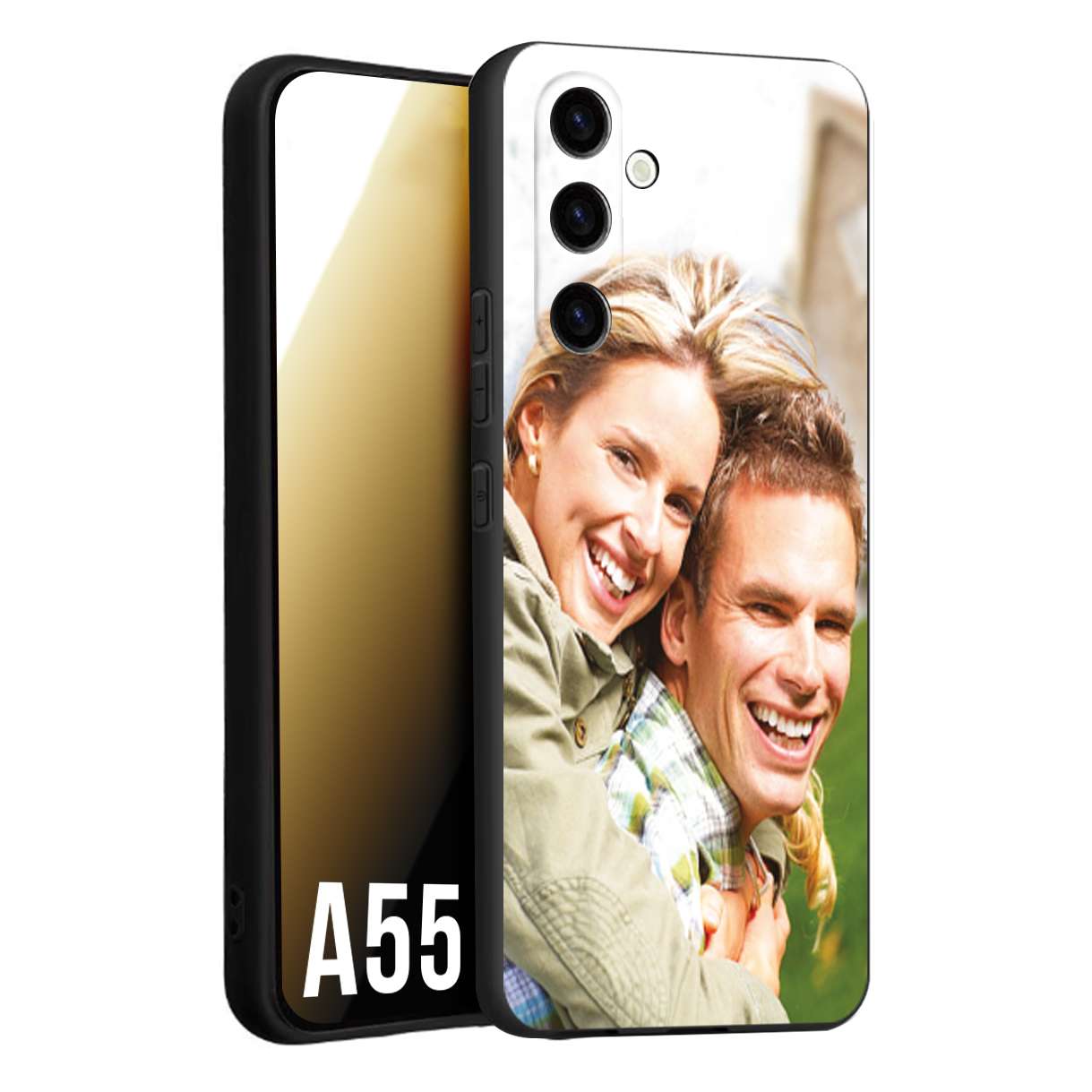 CUSTOMIZZA - Custodia cover nera morbida in tpu compatibile per Samsung A55 5G personalizzata con foto immagine scritta a piacere