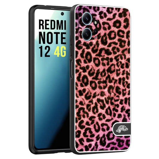 CUSTOMIZZA - Custodia cover nera morbida in tpu compatibile per Xiaomi Redmi Note 12 4G leopardato maculato donna rosa leopard