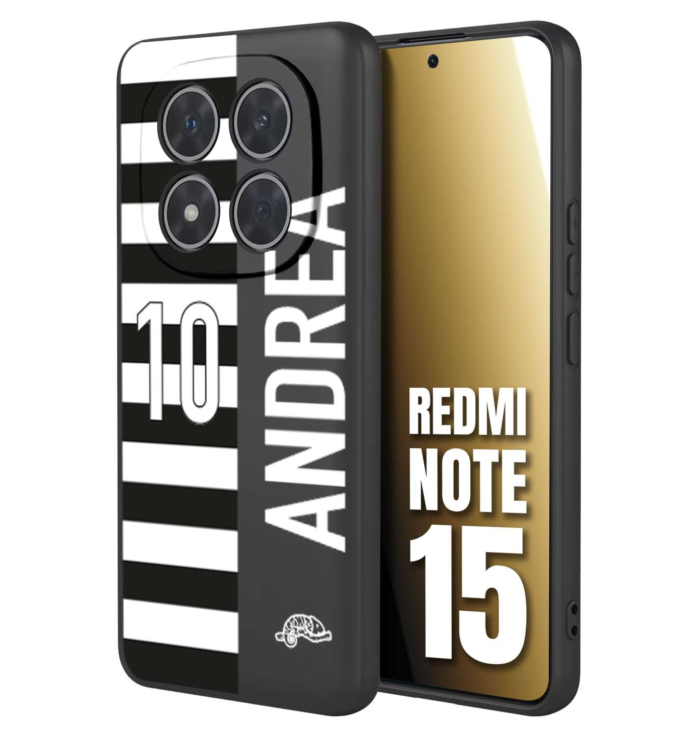 CUSTOMIZZA - Custodia cover nera morbida in tpu compatibile per Xiaomi Redmi Note 15 personalizzata calcio football nome e numero calciatori bianconera