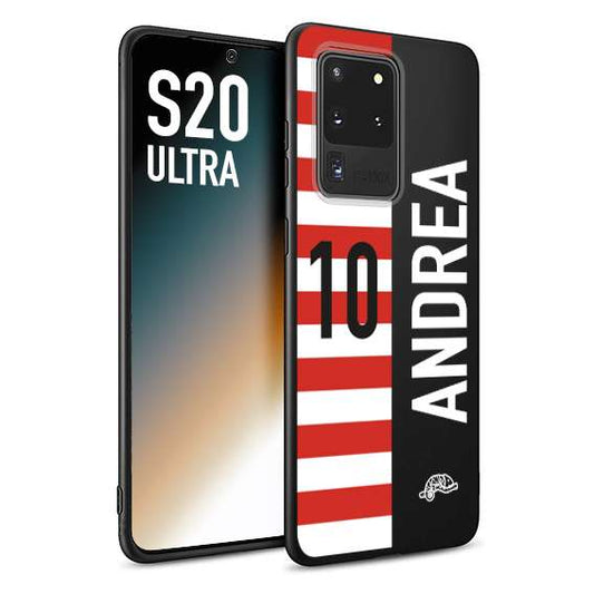 CUSTOMIZZA - Custodia cover nera morbida in tpu compatibile per Samsung S20 ULTRA personalizzata calcio football nome e numero calciatori bianco rossa