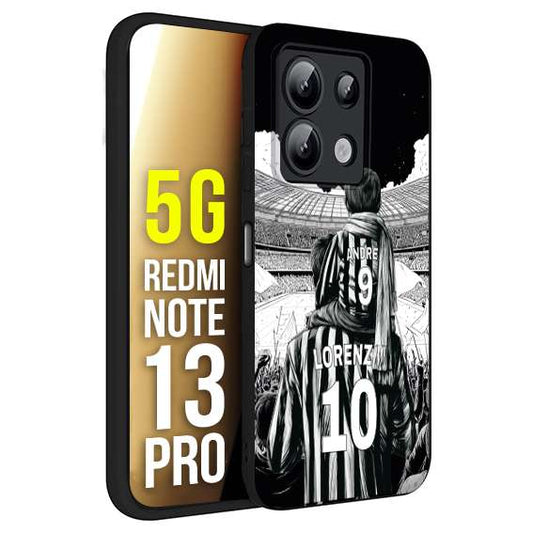 CUSTOMIZZA - Custodia cover nera morbida in tpu compatibile per Xiaomi Redmi Note 13 PRO 5G personalizzata calcio football nome e numero calciatori bianconeri bianca e nera