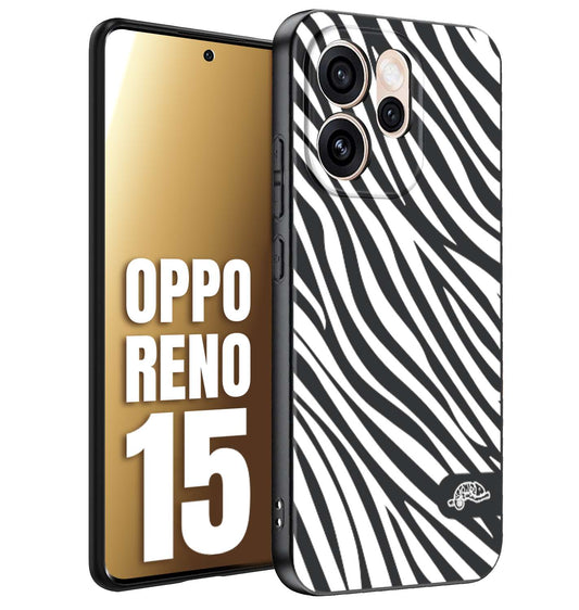 CUSTOMIZZA - Custodia cover nera morbida in tpu compatibile per Oppo Reno 15 zebrata maculata a rilievo soft touch donna bianca