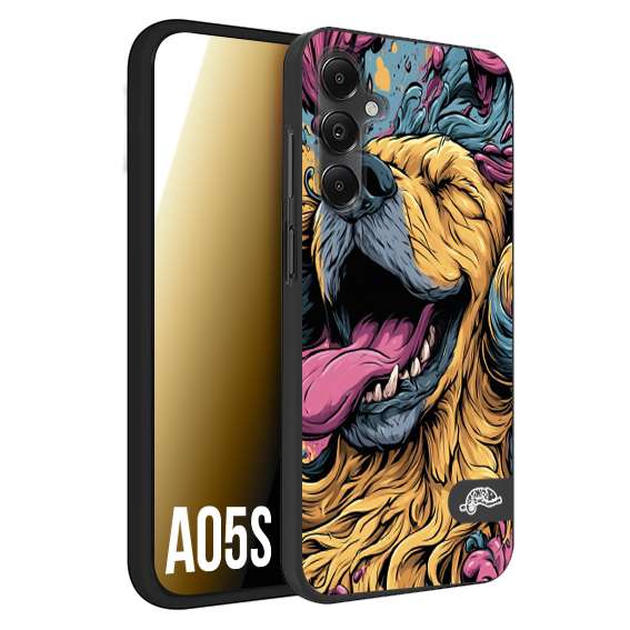 CUSTOMIZZA - Custodia cover nera morbida in tpu compatibile per Samsung A05S Golden Retriever illustrazione cane pop art cane street art cartone animato