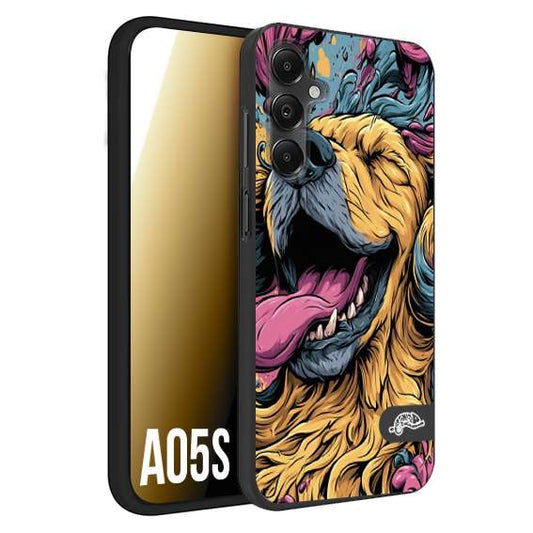 CUSTOMIZZA - Custodia cover nera morbida in tpu compatibile per Samsung A05S Golden Retriever illustrazione cane pop art cane street art cartone animato