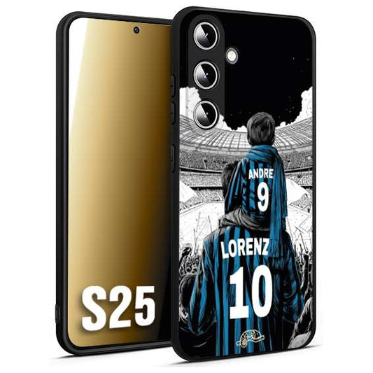 CUSTOMIZZA - Custodia cover nera morbida in tpu compatibile per Samsung S25 personalizzata calcio football padre e figlio calciatori nerazzurra
