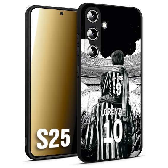 CUSTOMIZZA - Custodia cover nera morbida in tpu compatibile per Samsung S25 personalizzata calcio football nome e numero calciatori bianconeri bianca e nera
