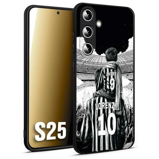 CUSTOMIZZA - Custodia cover nera morbida in tpu compatibile per Samsung S25 personalizzata calcio football nome e numero calciatori bianconeri bianca e nera