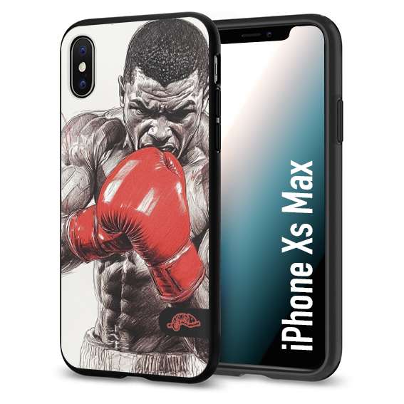 CUSTOMIZZA - Custodia cover nera morbida in tpu compatibile per iPhone Xs Max pugilato pugili disegno tattoo guantoni box pesi massimi gancio