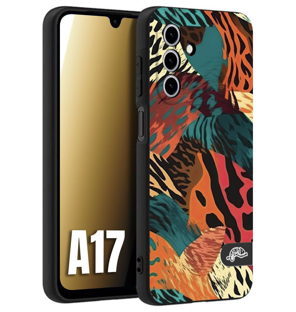 CUSTOMIZZA - Custodia cover nera morbida in tpu compatibile per Samsung A17 leopardato tigrato tiger colorata summer arancio verde fucsia
