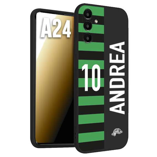 CUSTOMIZZA - Custodia cover nera morbida in tpu compatibile per Samsung A24 personalizzata calcio football nome e numero calciatori neroverde
