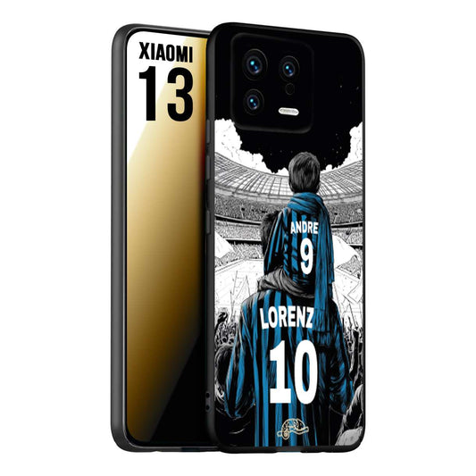 CUSTOMIZZA - Custodia cover nera morbida in tpu compatibile per Xiaomi 13 personalizzata calcio football padre e figlio calciatori nerazzurra
