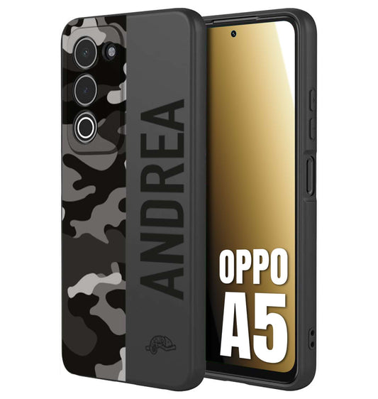 CUSTOMIZZA - Custodia cover nera morbida in tpu compatibile per Oppo A5 camouflage mimetico militare personalizzata nome
