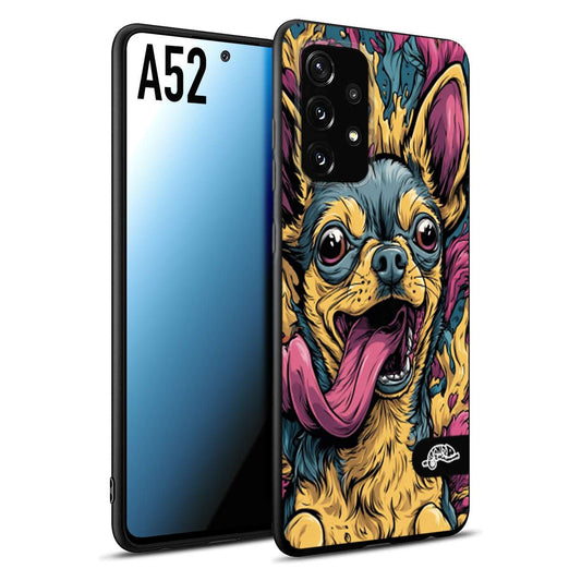 CUSTOMIZZA - Custodia cover nera morbida in tpu compatibile per Samsung A52 Chihuahua illustrazione cane pop art cane street art cartone animato