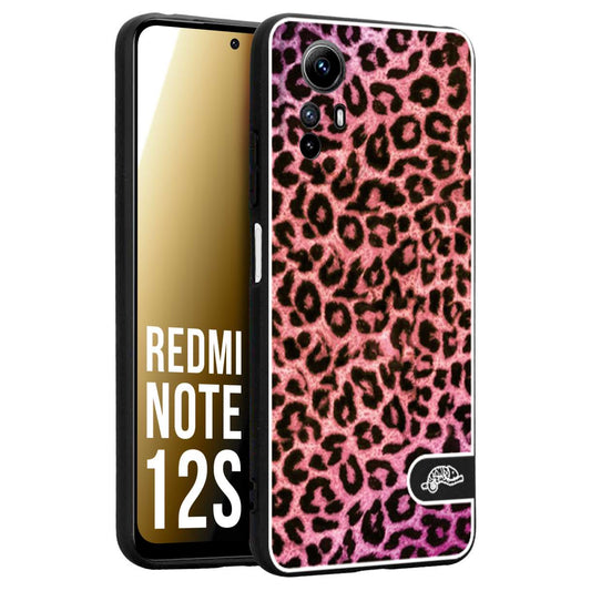 CUSTOMIZZA - Custodia cover nera morbida in tpu compatibile per Xiaomi Redmi Note 12S leopardato maculato donna rosa leopard