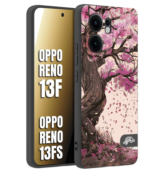 CUSTOMIZZA - Custodia cover nera morbida in tpu compatibile per Oppo Reno 13 F giapponese colori morbidi fiori di ciliegio rosa disegnata