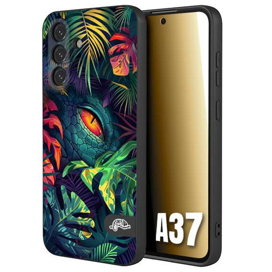 CUSTOMIZZA - Custodia cover nera morbida in tpu compatibile per Samsung A37 animali color giungla tropicale occhio di coccodrillo alligatore disegnato