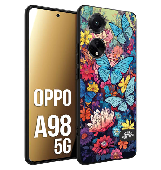 CUSTOMIZZA - Custodia cover nera morbida in tpu compatibile per Oppo Realme 11 PRO 5G farfalle butterfly moderno donna disegnate gialla blu rosa