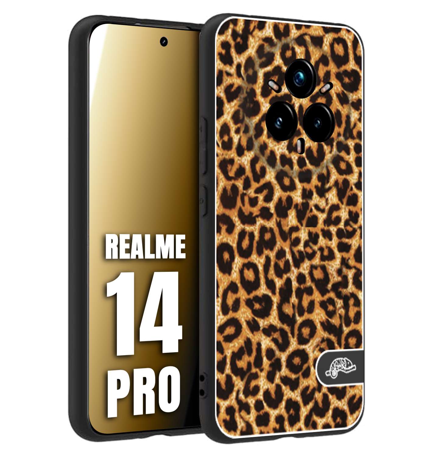 CUSTOMIZZA - Custodia cover nera morbida in tpu compatibile per Realme 14 PRO leopardato maculato donna marrone leopard brown