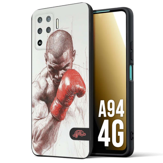 CUSTOMIZZA - Custodia cover nera morbida in tpu compatibile per Oppo A94 4G pugilato pugili disegno tattoo guantoni box sport primo piano