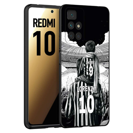 CUSTOMIZZA - Custodia cover nera morbida in tpu compatibile per Xiaomi Redmi 10 personalizzata calcio football nome e numero calciatori bianconeri bianca e nera