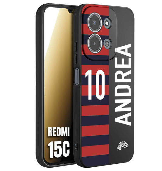CUSTOMIZZA - Custodia cover nera morbida in tpu compatibile per Xiaomi Redmi 15C personalizzata calcio football nome e numero calciatori rossoblu