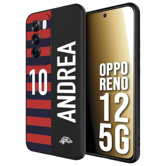 CUSTOMIZZA - Custodia cover nera morbida in tpu compatibile per Oppo Reno 12 5G personalizzata calcio football nome e numero calciatori rossoblu