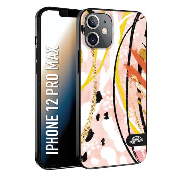 CUSTOMIZZA - Custodia cover nera morbida in tpu compatibile per iPhone 12 PRO MAX fiori astratti donna zebrato leopardato fantasia dorata gialla rosa colorata