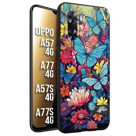 CUSTOMIZZA - Custodia cover nera morbida in tpu compatibile per Oppo A78 4G farfalle butterfly moderno donna disegnate gialla blu rosa