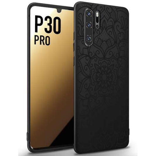 CUSTOMIZZA - Custodia cover nera morbida in tpu compatibile per Huawei P30 PRO mandala nero fiore vedo non vedo donna