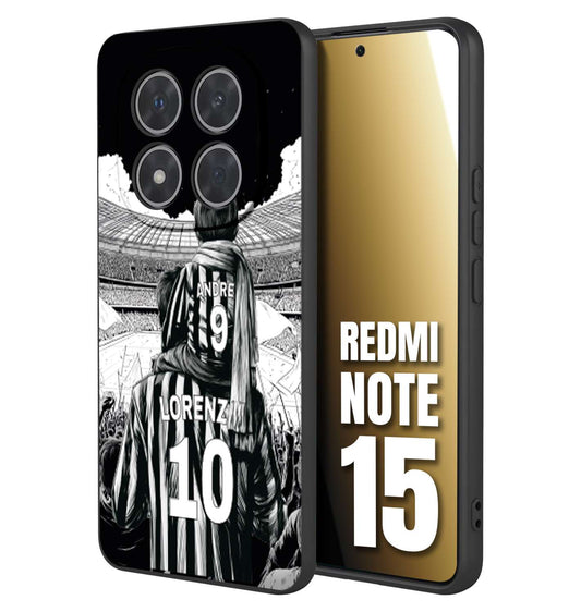 CUSTOMIZZA - Custodia cover nera morbida in tpu compatibile per Xiaomi Redmi Note 15 personalizzata calcio football nome e numero calciatori bianconeri bianca e nera