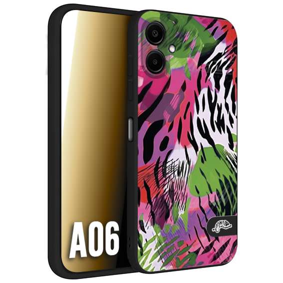 CUSTOMIZZA - Custodia cover nera morbida in tpu compatibile per Samsung A06 leopardato tigrato tiger colorata summer color verde fucsia