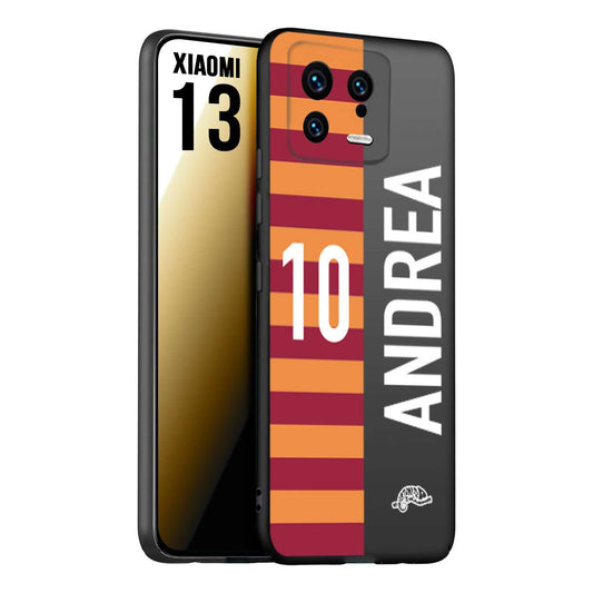 CUSTOMIZZA - Custodia cover nera morbida in tpu compatibile per Xiaomi 13 personalizzata calcio football nome e numero calciatori giallo rossi