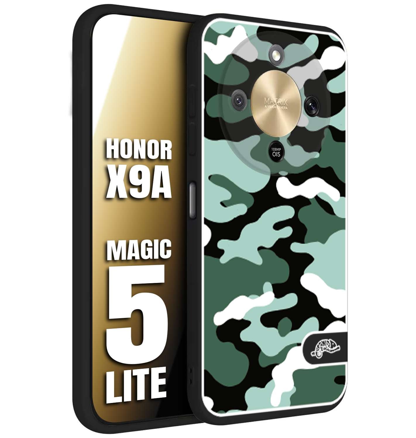 CUSTOMIZZA - Custodia cover nera morbida in tpu compatibile per Honor X9A - Honor Magic 5 Lite camouflage mimetico militare verde green