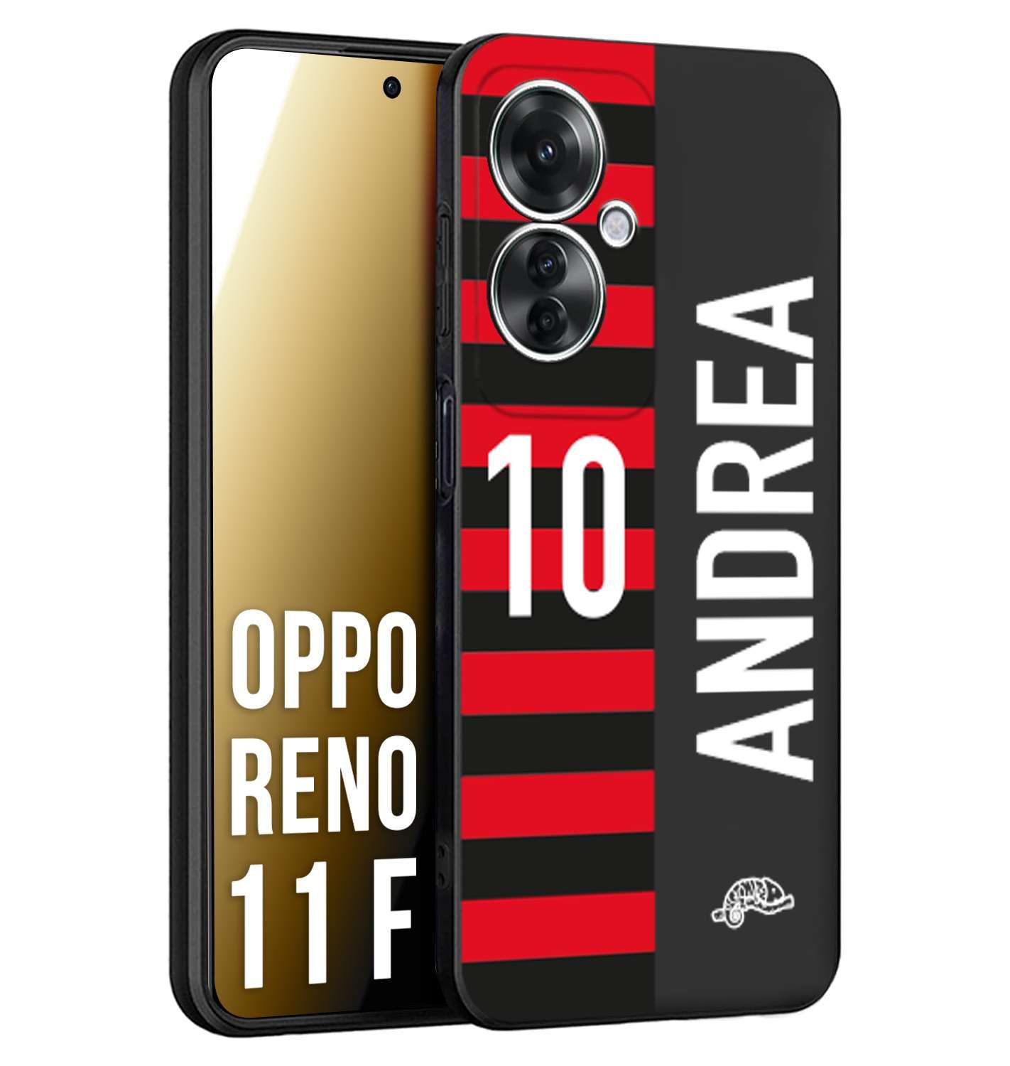 CUSTOMIZZA - Custodia cover nera morbida in tpu compatibile per Oppo Reno 11 F 5G personalizzata calcio football nome e numero calciatori rossonera