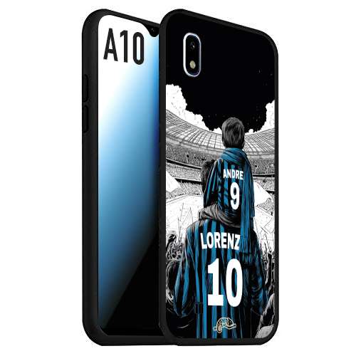 CUSTOMIZZA - Custodia cover nera morbida in tpu compatibile per Samsung A10 personalizzata calcio football padre e figlio calciatori nerazzurra