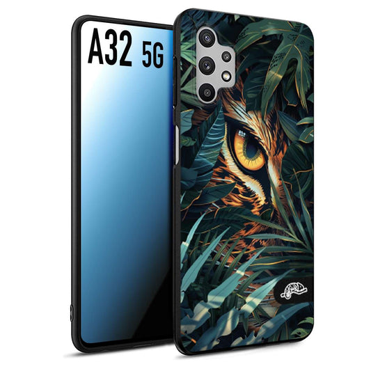 CUSTOMIZZA - Custodia cover nera morbida in tpu compatibile per Samsung A32 5G animali color giungla tropicale occhio di giaguaro felino disegnato