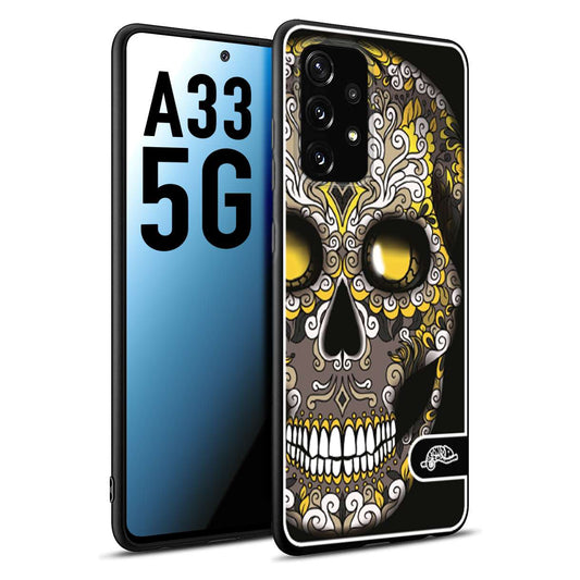 CUSTOMIZZA - Custodia cover nera morbida in tpu compatibile per Samsung A33 5G effetto marmo marble verde green venature dorato pietra