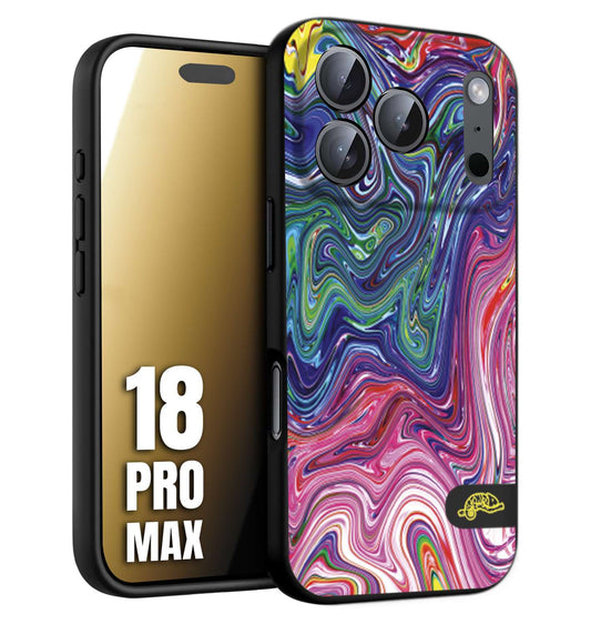 CUSTOMIZZA - Custodia cover nera morbida in tpu compatibile per iPhone 18 PRO MAX colorata fantasia vortice marmo arcobaleno rosa blu fucsia