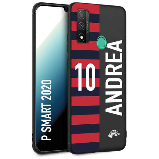 CUSTOMIZZA - Custodia cover nera morbida in tpu compatibile per Huawei P Smart 2020 personalizzata calcio football nome e numero calciatori rossoblu