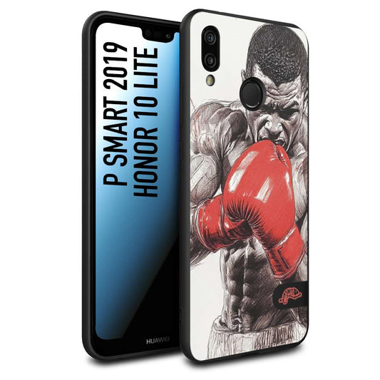 CUSTOMIZZA - Custodia cover nera morbida in tpu compatibile per Huawei P Smart 2019 pugilato pugili disegno tattoo guantoni box pesi massimi gancio