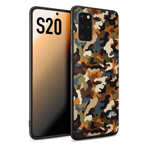 CUSTOMIZZA - Custodia cover nera morbida in tpu compatibile per Samsung S20 camouflage mimetico militare moderno blu marrone beige