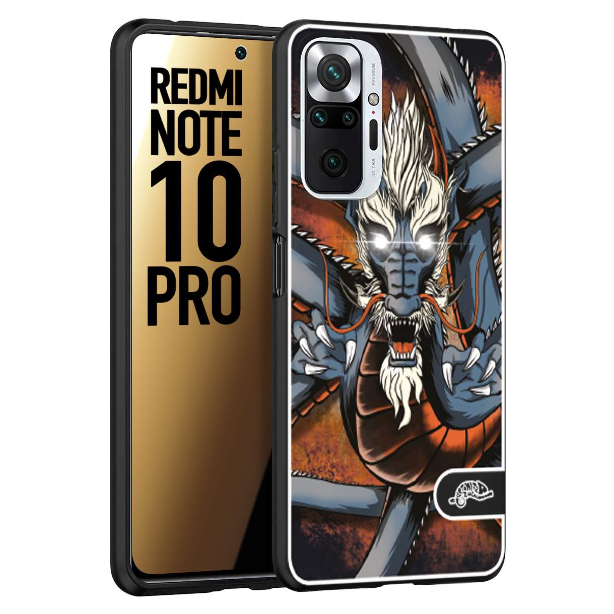 CUSTOMIZZA - Custodia cover nera morbida in tpu compatibile per Xiaomi Redmi Note 10 PRO drago giapponese tattoo japan dragon