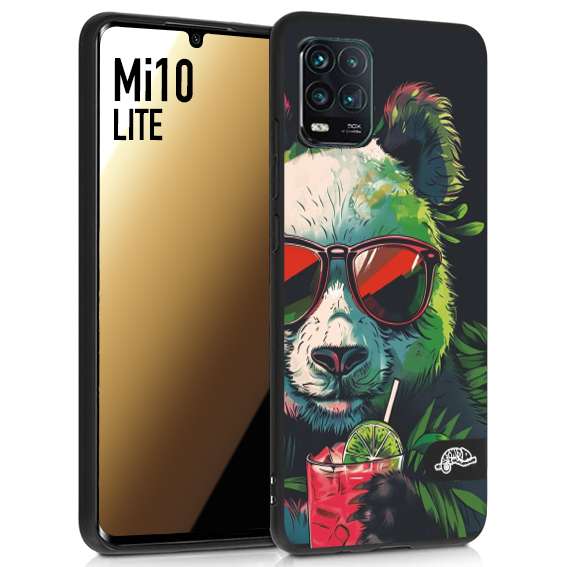 CUSTOMIZZA - Custodia cover nera morbida in tpu compatibile per Xiaomi Mi 10 LITE estate disegnata cocktails animali simpatici panda mojito