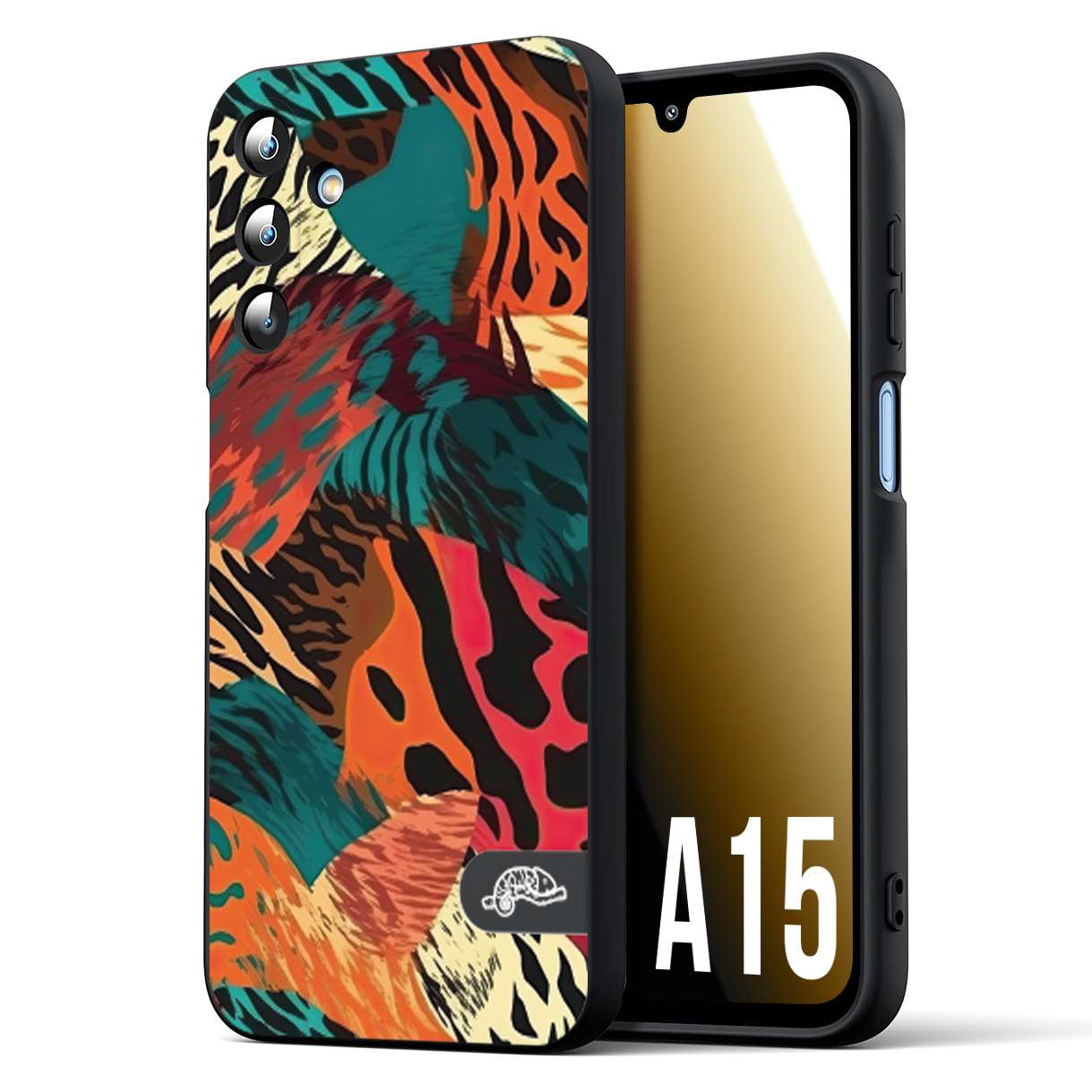 CUSTOMIZZA - Custodia cover nera morbida in tpu compatibile per Samsung A15 5G leopardato tigrato tiger colorata summer arancio verde fucsia